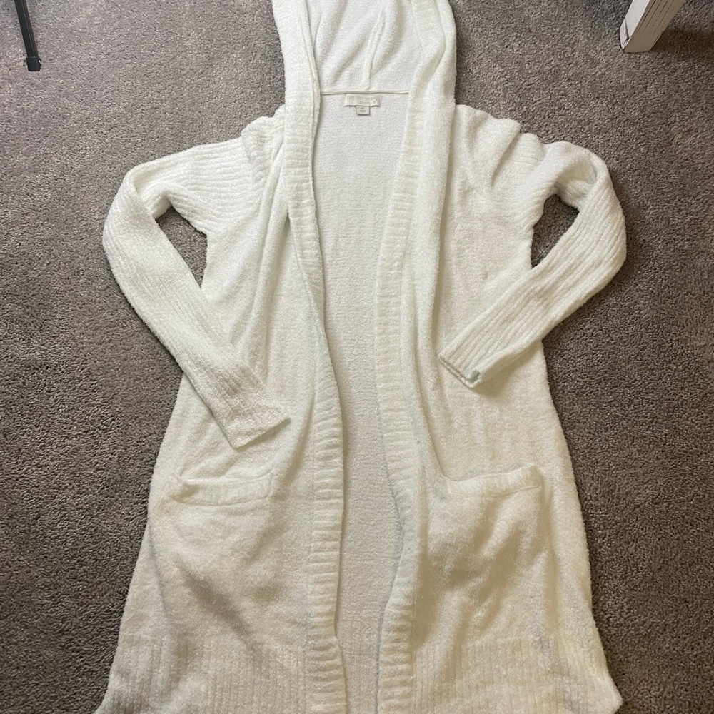 Barefoot Dreams Cozy Chic Lite Boucle Hooded Cardi Hooded Size XS Almond/Cream